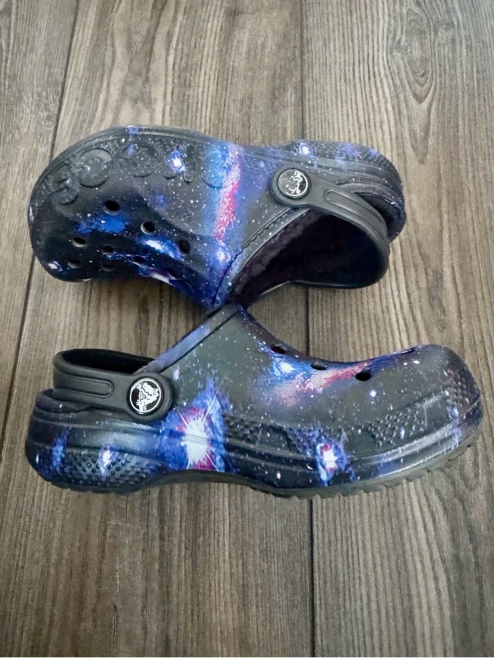 CROCS Kids Galaxy Print Clogs - Black, Blue, Purple - Picture 3 of 6